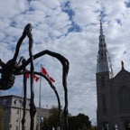 Spider sculpture and Notre-Dame Cathedral Basilica